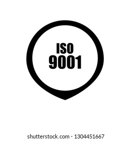 Iso 9001 text on map pin.