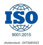 ISO 9001:2015 certified symbol vector illustration, Certified Company Certificate ISO 9001:2015, Quality Certificate, ISO mark certification, International organization for standardization logo vector