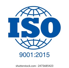 ISO 9001:2015 certified symbol vector illustration, Certified Company Certificate ISO 9001:2015, Quality Certificate, ISO mark certification, International organization for standardization logo vector