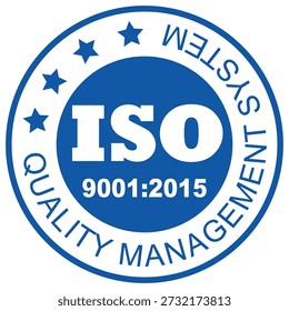 ISO 9001:2015 ilustração vetorial símbolo certificado, certificação do logotipo ISO 9001, Certificado da empresa certificado ISO Vetor azul, Certificado de qualidade, certificação iso mark, Empresa certificada, Qualidade