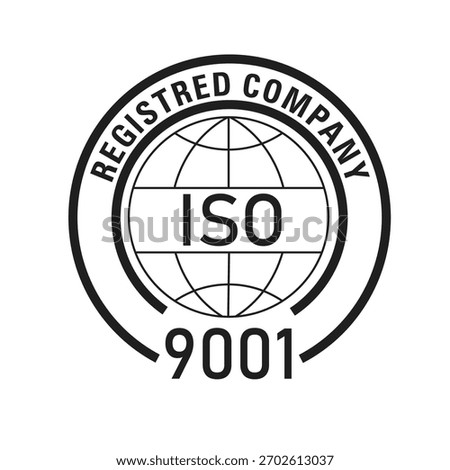 ISO 9001:2015 certified symbol vector illustration, Certified Company Certificate ISO 9001:2015, Quality Certificate, ISO mark certification, International organization for standardization logo vector