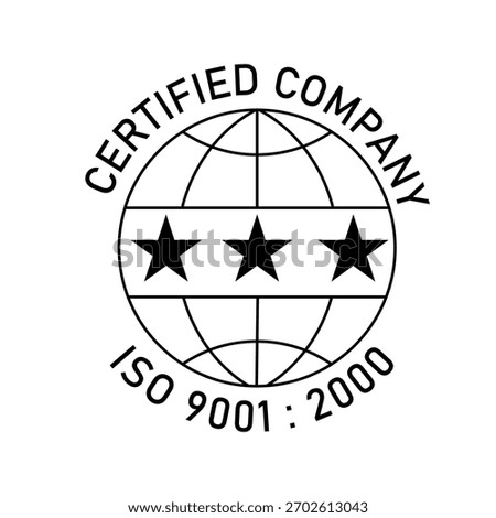 ISO 9001:2015 certified symbol vector illustration, Certified Company Certificate ISO 9001:2015, Quality Certificate, ISO mark certification, International organization for standardization logo vector