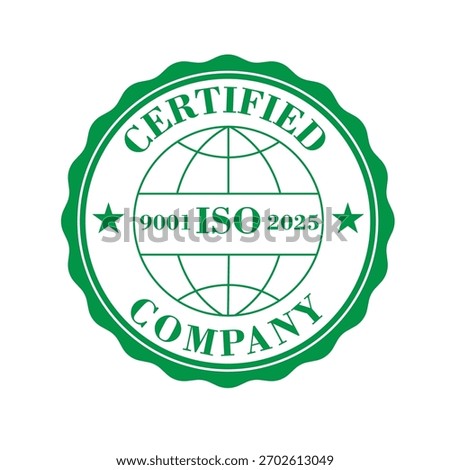 ISO 9001:2015 certified symbol vector illustration, Certified Company Certificate ISO 9001:2015, Quality Certificate, ISO mark certification, International organization for standardization logo vector