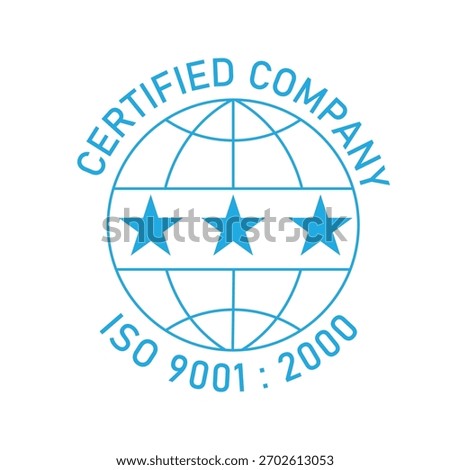 ISO 9001:2015 certified symbol vector illustration, Certified Company Certificate ISO 9001:2015, Quality Certificate, ISO mark certification, International organization for standardization logo vector
