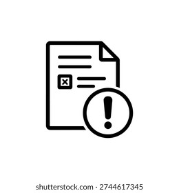 ISO audit and certification warning document ISO audit and certification nonconformity report black and white vector icon