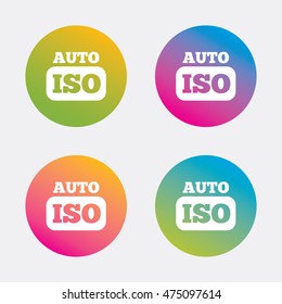 ISO Auto photo camera sign icon. Settings symbol. Gradient flat buttons with icon. Modern design. Vector