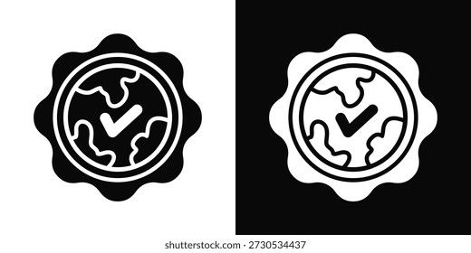 Iso Certificate Icon White And Black Background Style