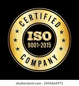 ISO certification . ISO 90012015 logo . ISO 9000 certification Premium Vector