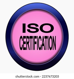 Iso certification icon. Internet button on blue background. vector.