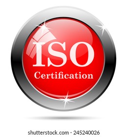 ISO certification icon. Internet button on white background. 
