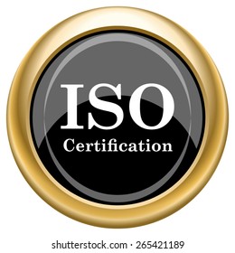 ISO certification icon. Internet button on white  background. EPS10 Vector. 