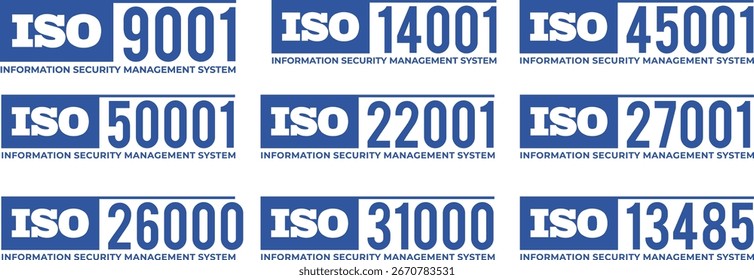 ISO Certification Labels Set – Quality Management Standards Icons