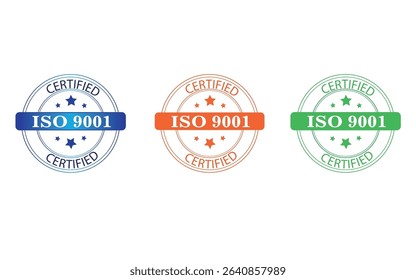 ISO Certified 9001 Vector art stamp design icon logo