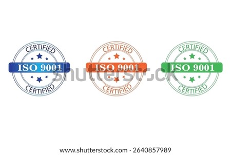 ISO Certified 9001 Vector art stamp design icon logo