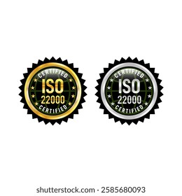 ISO Certified Badge Or Information Security Management System Rubber Stamp Glossy And Golden Badge.