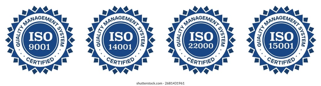 ISO certified badge vector design labels and quality management stickers