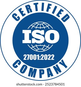 ISO Certified Company, Certificate ISO 27001-2022 Blue, IT Certificate, Cybersecurity and information security Certified, ISO 27001-2022 Cybersecurity and information security