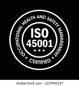 iso certified, occupational health and safety management, iso 45001 vector icon