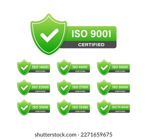 ISO certified set stamp and labels. Quality management system certified