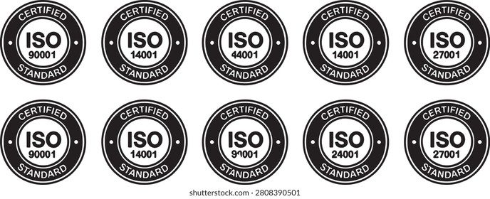 Iso Certified Standard Seal Badges with Numbers Like 9001 14001 44001 24001 and 27001 on Round Design