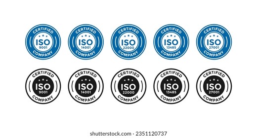 ISO  certified vector badge logo. emblem illustration. Suitable for  business, information and product label