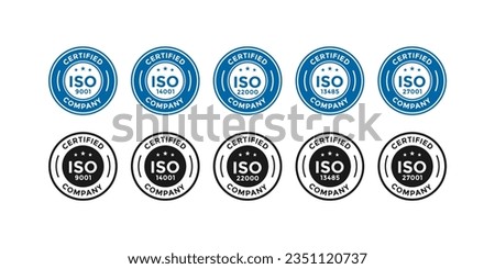 ISO  certified vector badge logo. emblem illustration. Suitable for  business, information and product label