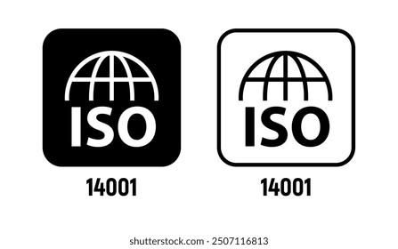 ISO certified vector icon. Quality iso 14001 symbol stamp badge sign