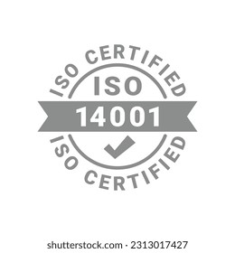 Etiqueta vectorial certificada por Iso. Icono vectorial de placa de certificado 14001.