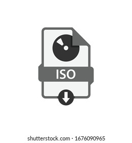 ISO document download file format vector image. ISO file icon flat design graphic vector