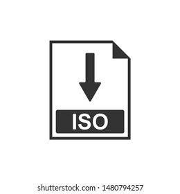 ISO file document icon. Download ISO button icon isolated. Flat design. Vector Illustration