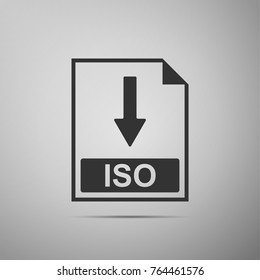 ISO file document icon. Download ISO button icon isolated on grey background. Flat design. Vector Illustration