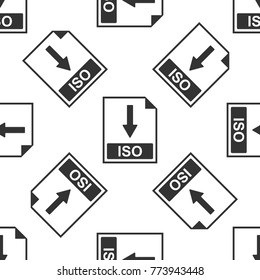 ISO file document icon. Download ISO button icon seamless pattern on white background. Flat design. Vector Illustration