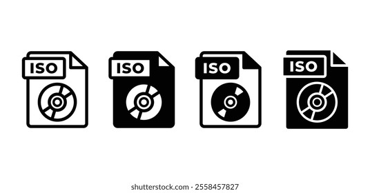 ISO file format document icon symbol sign vector design simple flat illustration collection sets