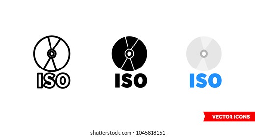 ISO icon of 3 types: color, black and white, outline. Isolated vector sign symbol.