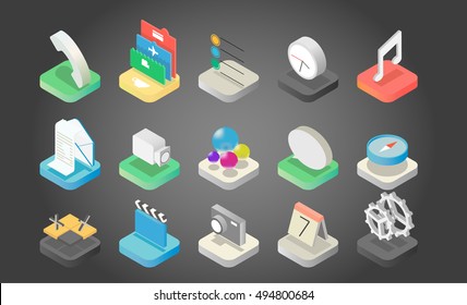 ISO icon 3D isometric flat design
