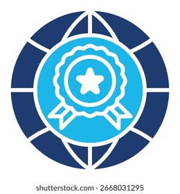 Iso Icon In Blue Monochrome Flat Design, Vector Illustration