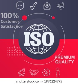 Iso icon. Customize your design with a navy and red colored background template