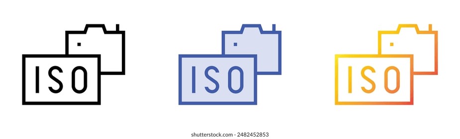 iso icon. Linear, Blue Fill and Gradient Style Design Isolated On White Background
