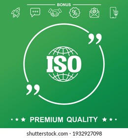 Iso icon. Text inside quote symbol