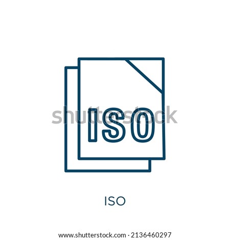 iso icon. Thin linear iso outline icon isolated on white background. Line vector iso sign, symbol for web and mobile
