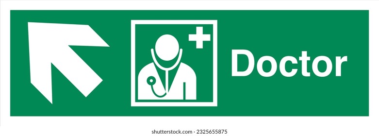 ISO International signs label symbol icon Safe condition Evacuation Doctor Clinic Direction Up To The Left