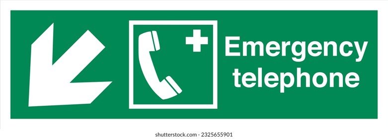 ISO International signs label symbol icon Safe condition Emergency Telephone Direction Down To The Left