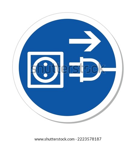 ISO Mandatory Circle Sign: Disconnect Mains Plug Symbol (IS-1016)
