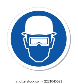 ISO Mandatory Circle Sign: Head And Eye Protection Required Symbol (IS-1025)