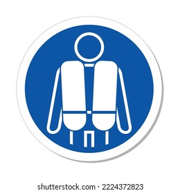 ISO Mandatory Circle Sign: Life Jacket Required Symbol
