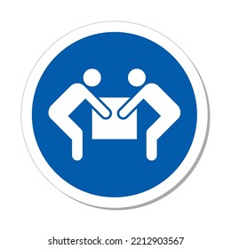 ISO Mandatory Circle Sign: Use Two Person Lift Symbol