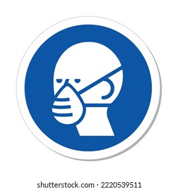 ISO Mandatory Circle Sign: Wear Dust Respirator Symbol
