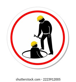 ISO Prohibition Circular Sign: Confined Space, Restricted Area Symbol
