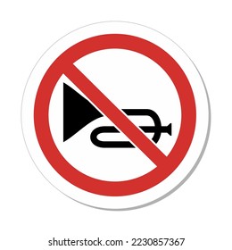 ISO Prohibition Circular Sign: Do Not Honk Symbol