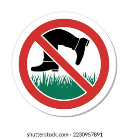 ISO Prohibition Circular Sign: Do Not Walk On The Grass Symbol